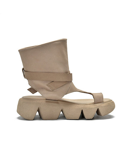 Urban Solid Color Buckle Gladiator Sandals Platform Shoes