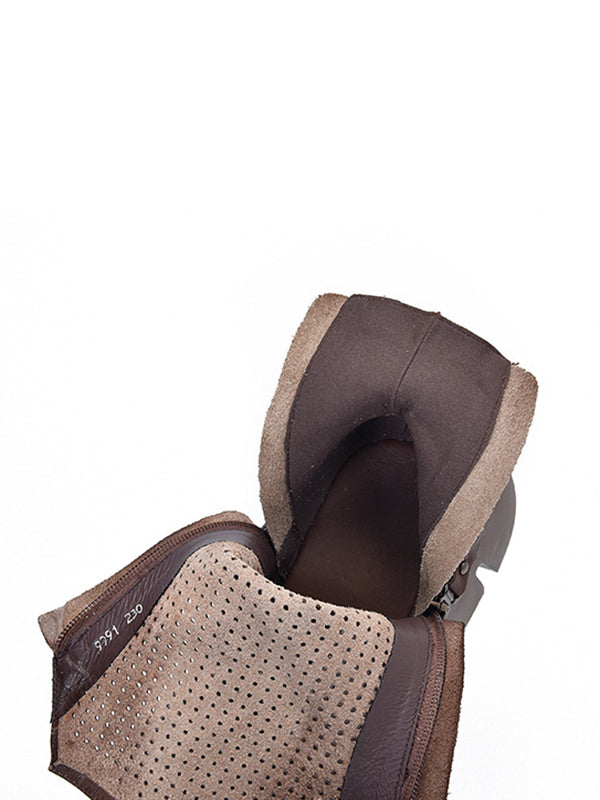 Urban Solid Color Zipper Hollow Out Fish Mouth Platform Shoes